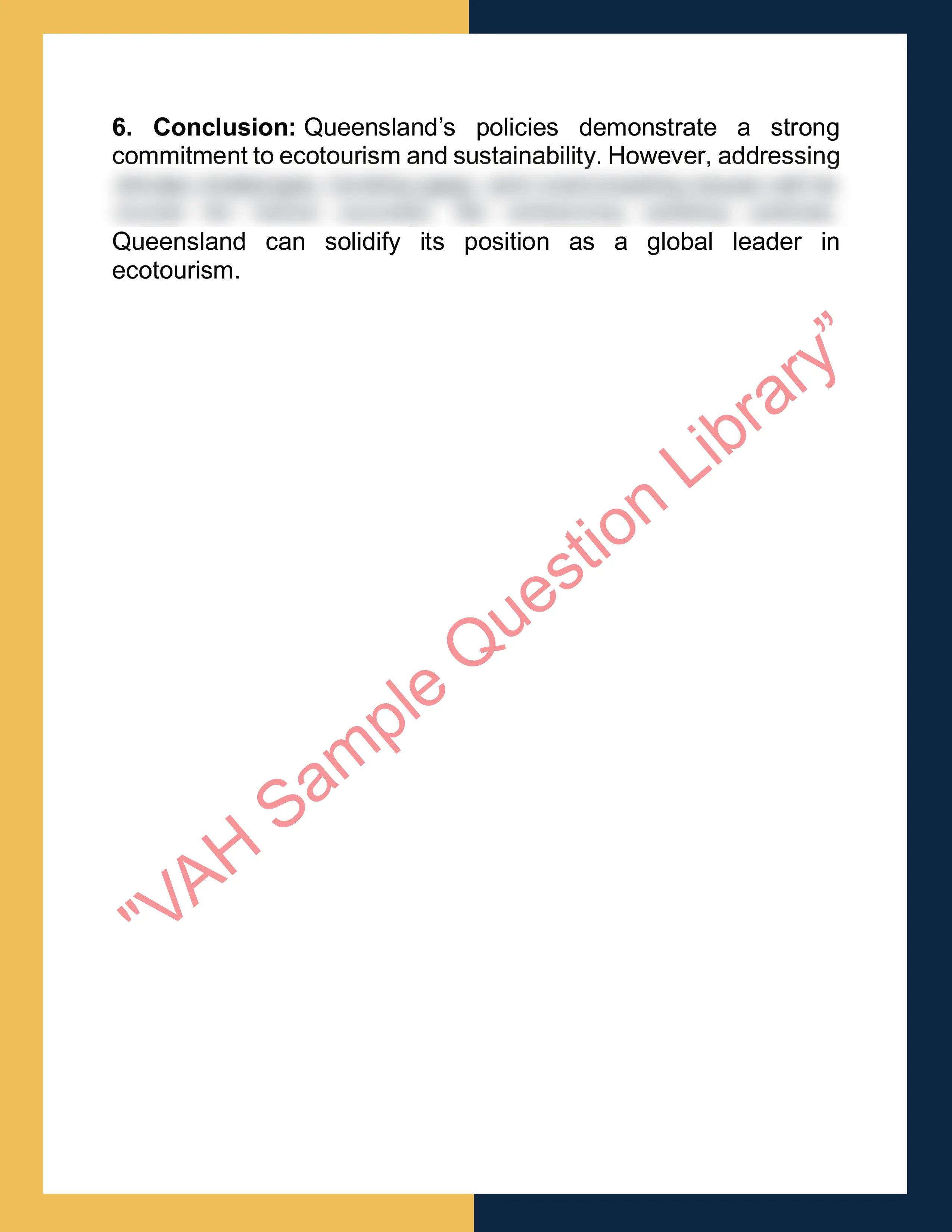 Assignment sample solution for Tourism Policy Analysis 2